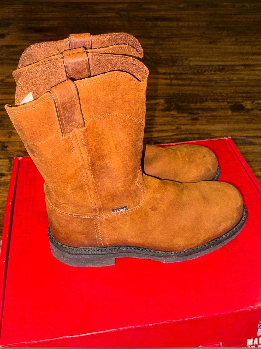 Justin Boots Steel Toe Work Boot Size 10D Aged Brown Suede Leather
